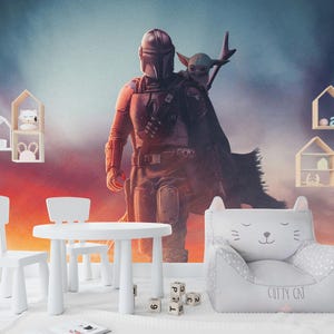 Star Wars, la décoration murale Mandalorian | Science-fiction | Papier peint autocollant | Papier peint auto-adhésif