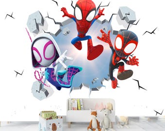 Spiderman & Friends Peel and Stick Wallpaper: Kids Room Decor