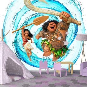 Papier peint Moana | Fonds d'écran du film Moana | Décoration murale Moana | Décoration de chambre d'enfant | Papier peint pour enfants non tissé
