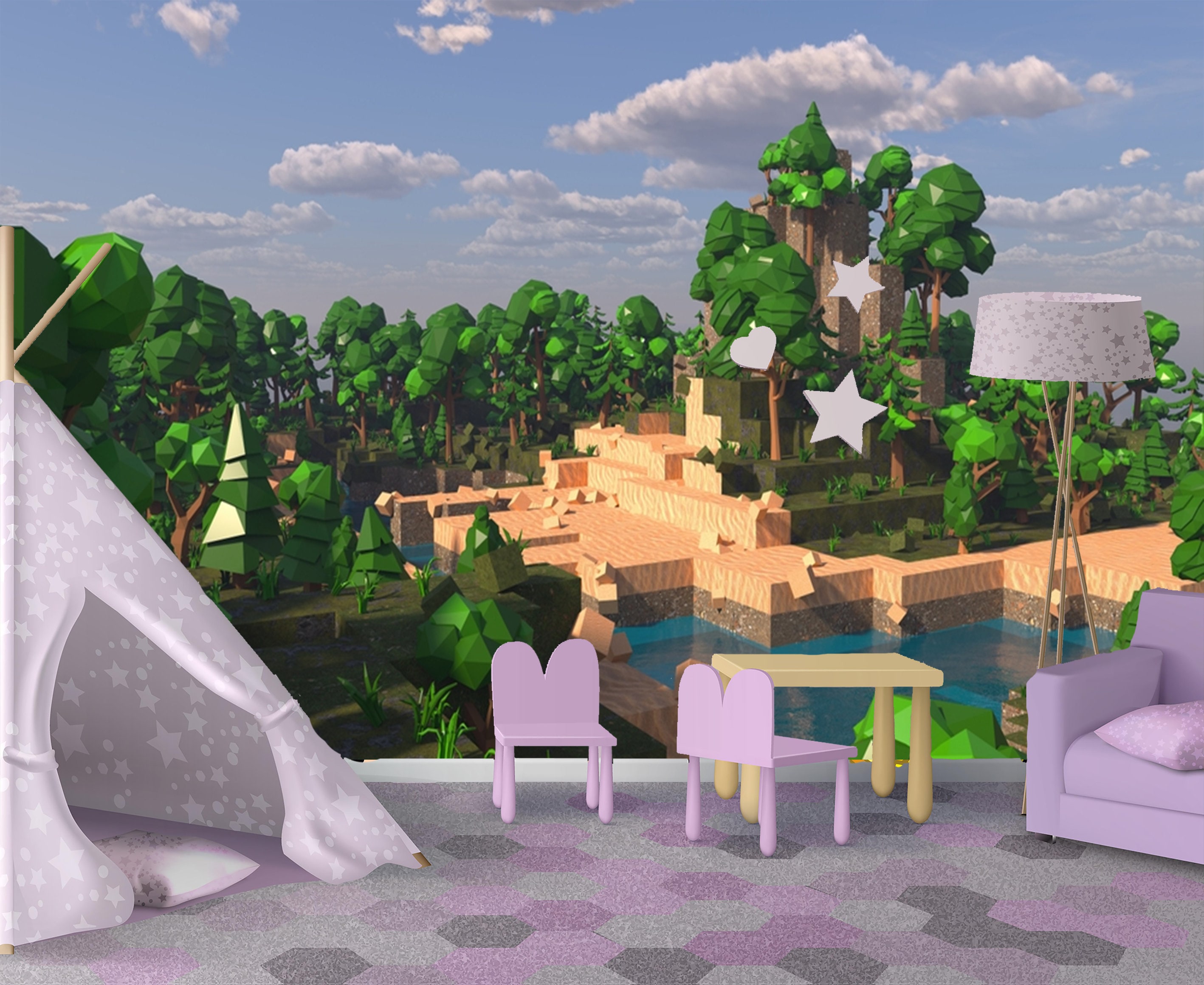 Minecraft Wallpaper Minecraft Games Wallpaper for Kids Room / Removable traditional Peel Stick