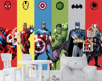 Carta da parati murale di supereroi: Spiderman, adesivo rimovibile staccabile e attaccabile