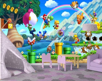 Mario Games Wall Mural: Peel and Stick Removable Wallpaper