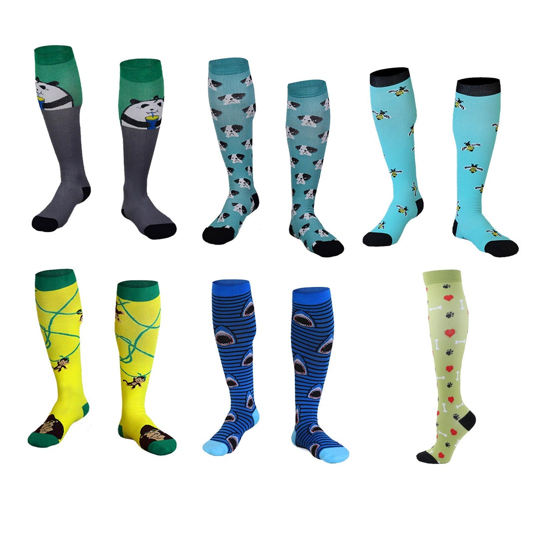 Cartoon Pattern Compression Socks Animal Knee Sports Socks Etsy