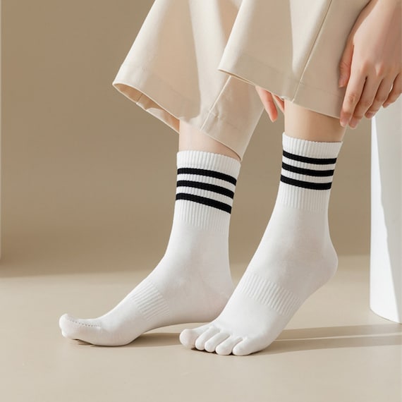 Solid Five Toe Socks, Cotton Toe Socks, Women Split-toe Tabi Socks