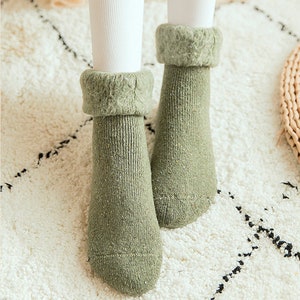 Extra Thick Wool Socks, Winter Warm Fleece Socks, Cozy Fuzzy Socks ...
