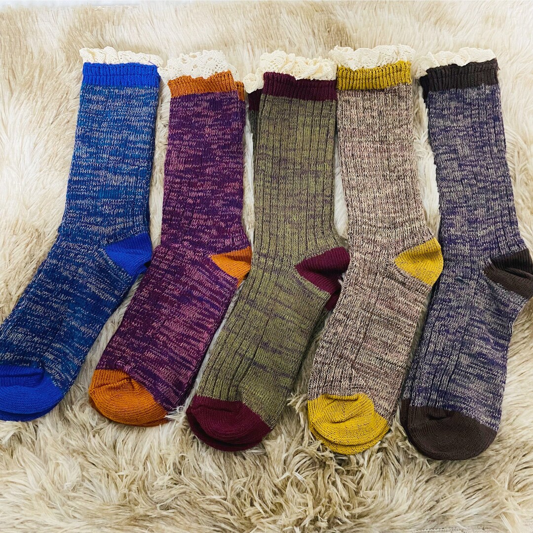 Vintage Ankle Socks, Lace Knitted Socks, Cute Ruffle Socks, Autumn