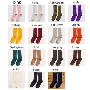 15 Solid Colors Cotton Socks, Ribbed High Ankle Socks, Autumn Winner ...