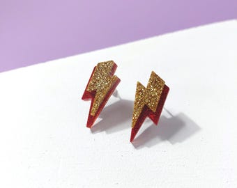 Lightning Bolt Stud Earrings