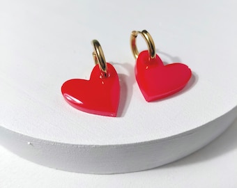 Heart Huggie Hoop Earrings - pick your colour