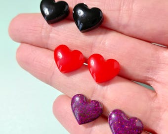 Heart Stud Earrings - multiple colours