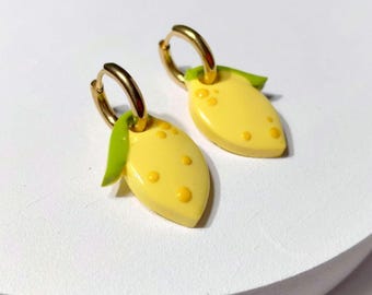 Lemon Huggie Hoop Earrings