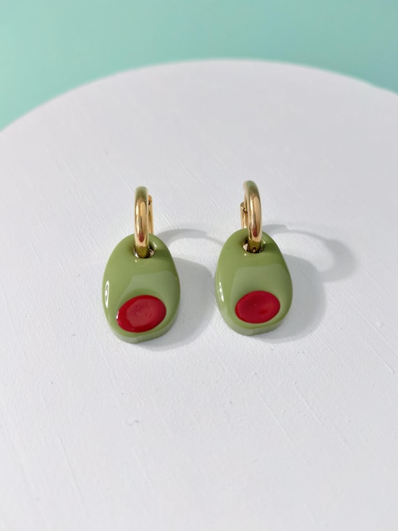 Olive Huggie Hoop Earrings