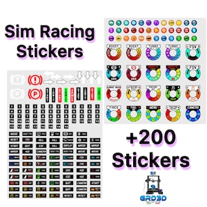 Sim Racing Stickers, 203 pcs. for Steering Wheels and Button Box