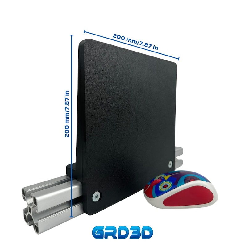 May include: A black plastic panel measuring 7.87 inches by 7.87 inches. The panel is mounted to a silver aluminum extrusion. A colorful wireless mouse is in the foreground.