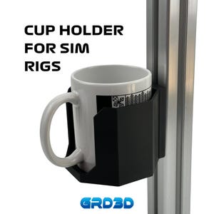 Cup Holder for Sim Rigs | Aluminum Profile Mount | Elegant & Sturdy Design