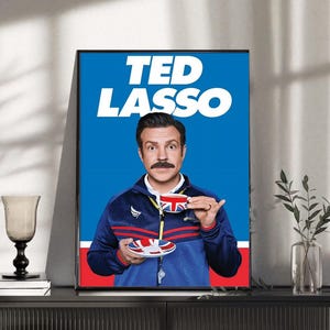 ted lasso poster tv series wall art football coach print blue red pop culture decor
