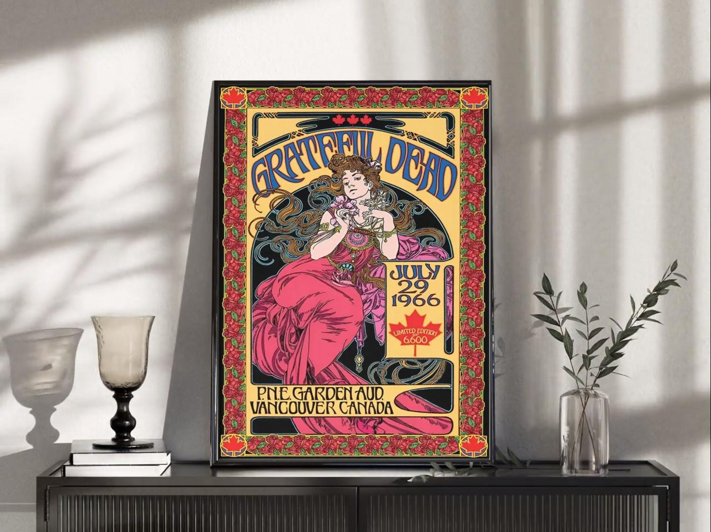 Vintage Psychedelic Rock Concert Poster 1960s Retro Music Wall Art ...