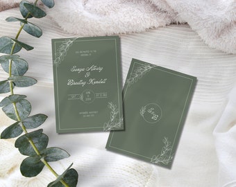 Eucalyptus Wedding Invitation Template | Eucalyptus Wedding Invite | Modern Wedding Invitation | Minimalist Wedding Invitation | Sonya