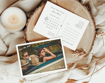 Photo Save the Date Postcard Template: Elegant Calendar Design (Instant Download)