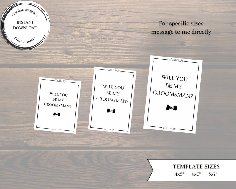 Will You Be My Groomsman Card Template, Groomsmen Proposal Card ...