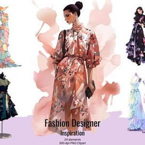 Modedesigner Inspiration, 24 PNGs Clip Art für kreative Kreationen