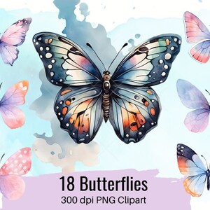 Aquarelle Papillons 18 PNG, Clip Art Illustrations, Projets Créatifs, Scrapbooking