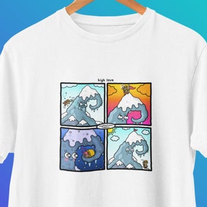Mountain Comic Shirt / Cool Hiking Cartoon T-Shirt / Funny Cute Alp / Friends Gift / Unisex - Men & Women's Tee / High Love Webcomic