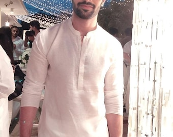 Casual Indian Tunic Shirt, Men’s Cotton Kurta Short – Handmade Summer Cotton Top Kurta, Beachwear, Ethnic Festival Outfit, Boho Style Gifts