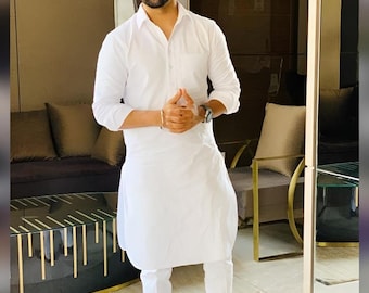 Handmade Cotton Kurta Pajama | Indian Wedding Guest Outfit | Men's Ethnic Festival Clothing