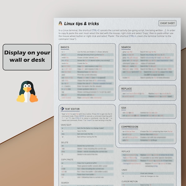 Linux Cheat Sheet - Etsy