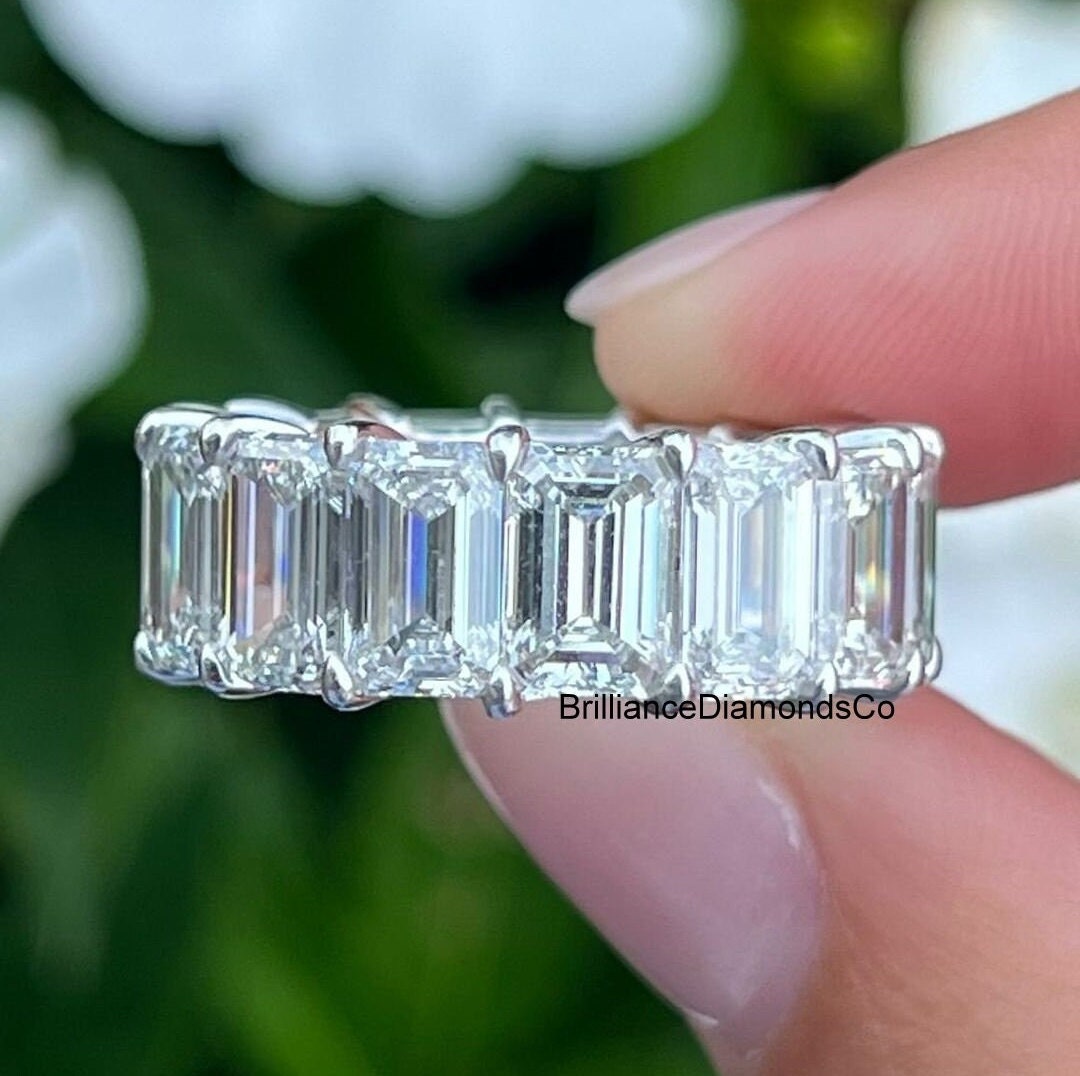 Emerald Cut Full Eternity Band Moissanite Eternity Ring 14k Etsy