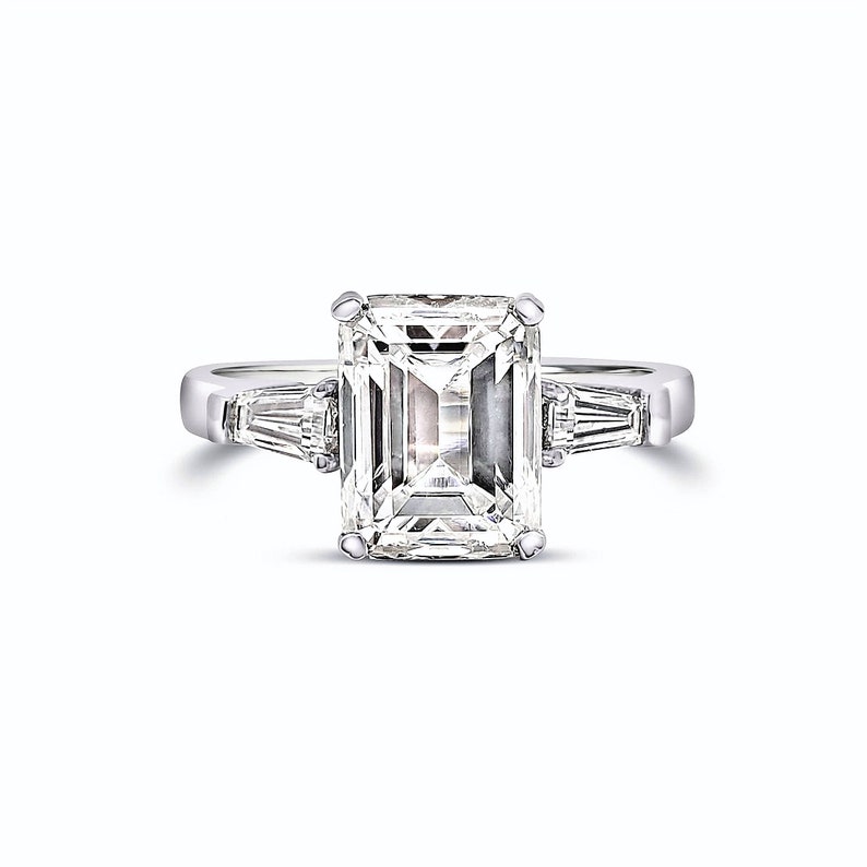 Emerald Cut Engagement Ring Emerald Cut Ring Tapered Etsy