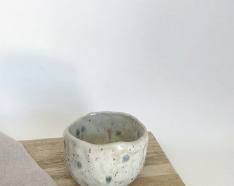 Handmade ceramic espresso mug, small cup, little bowl white confetti