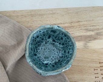 Handmade ceramic espresso mug cup turquoise water