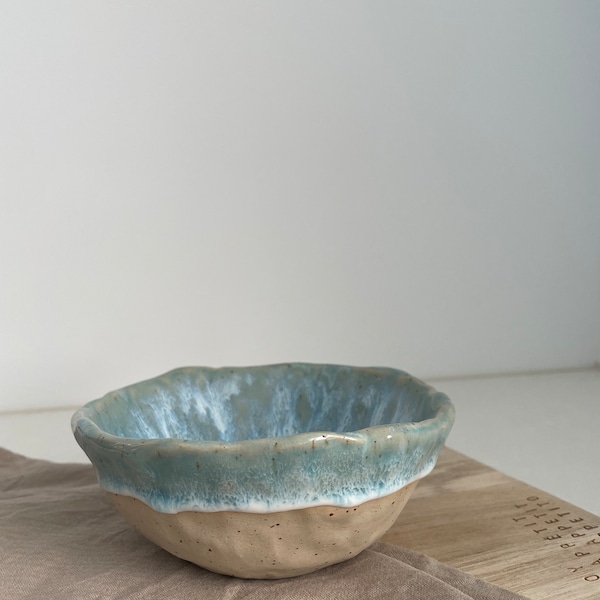 Handmade ceramic bowl in seafoam