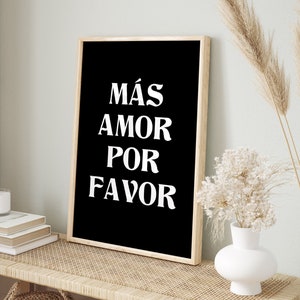 Mas Amor Por Favor Print, Spanish Quote Wall Decor, Love Quote Print, More Amor Por Favor Poster, Trendy Retro Poster, Digital Download