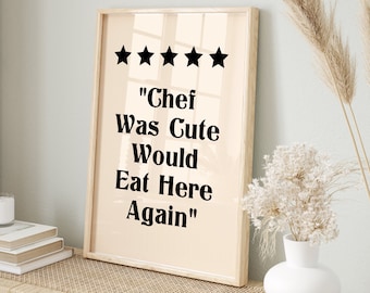 Chef era lindo comería aquí otra vez impresión, impresión de moda, arte de pared de cita de cocina divertida, arte de pared de cocina, impresión de cocina linda, descarga digital