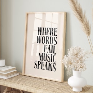 Wo Worte versagen, Musik Spricht Druck, Musik inspiriert Druck, Musik Druck, Disco Poster Kunst, Retro Druck, Retro Musik Drucke, Wand Druck