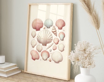 Kustnära cowgirldekor, snäckskalskonst, strandnära rumsdekor, surfposter, maximalistisk väggkonst, preppy studenthemsdekor för collegetjejer, strandhus