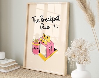 The Breakfast Club, The Breakfast Club Poster, Retro Kitchen Wall Art, Trendy Wall Art, Retro Wall Art, Printable Wall Art, Digital Download