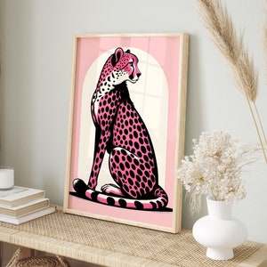Cheetah Print, Pink Leopard Art Print, Boho Home Decor, Blush Pink Wall Art, Jungle Poster, Minimal Cheetah Art, Animal Artwork, Boho Poster