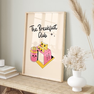 El club de desayuno, el cartel del club de desayuno, arte de pared de cocina retro, arte de pared de moda, arte de pared retro, arte de pared imprimible, descarga digital