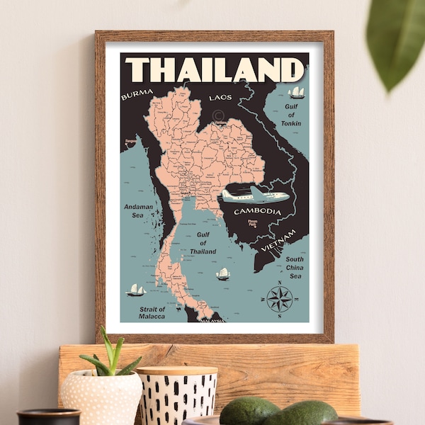 Carte Vintage de Thaïlande