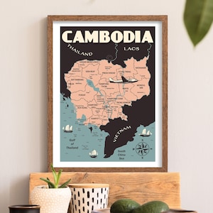 Carte Vintage du Cambodge