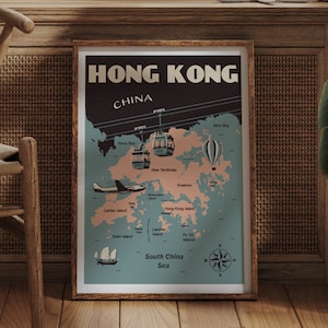 Carte Vintage de Hong Kong