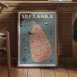 Carte Vintage du Sri Lanka