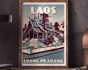 Laos Poster | Luang Prabang Vintage Print
