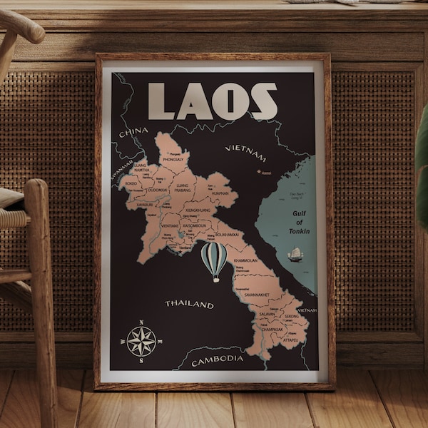 Laos Vintage Map