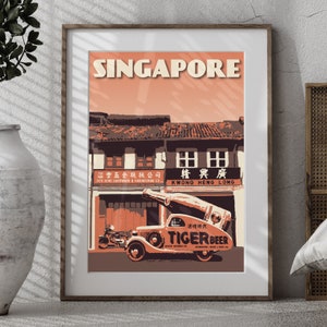 Poster vintage di Singapore - Stampa di birra Tiger