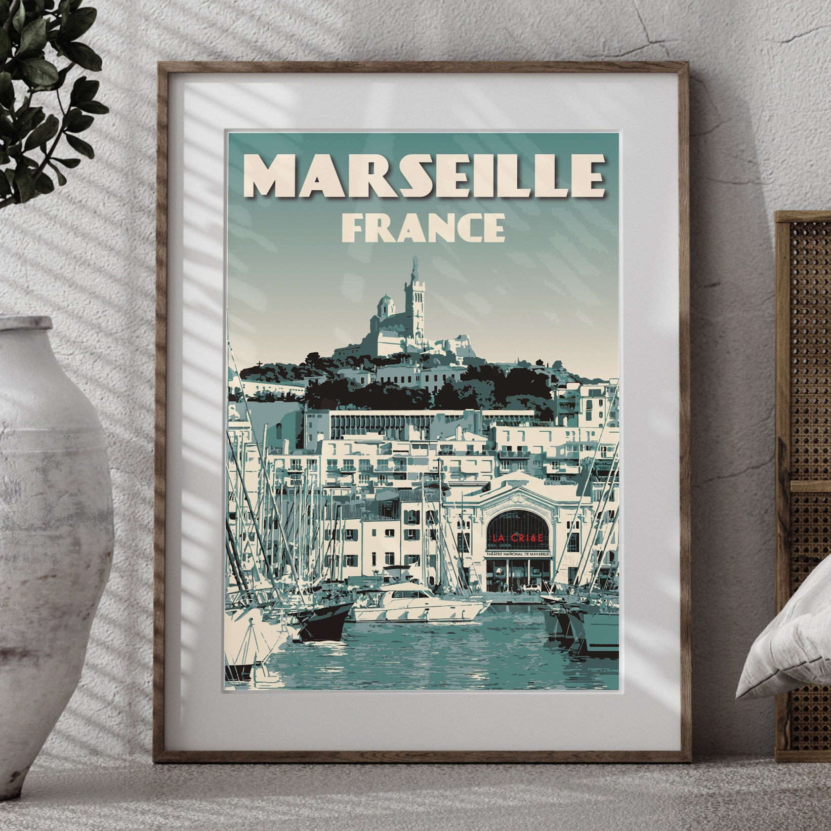 poster Marseille, old port, poster city of france, poster Marseille, poster  city of france